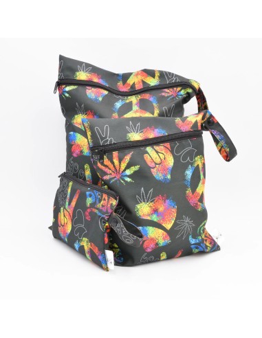 Wetbag "Good Vibes" | Die Nasstasche im bunten Peace-Style - Stoffstruktur und Material
