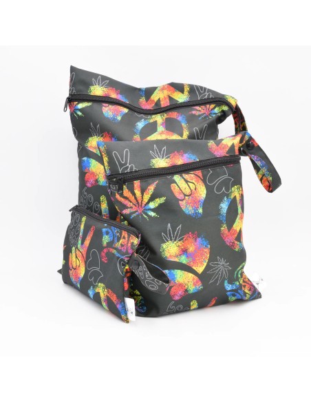 Wetbag "Good Vibes" | Die Nasstasche im bunten Peace-Style - Stoffstruktur und Material