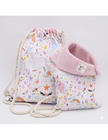 Geschenkset "Einhorn-Wunder" – Turnbeutel, Wetbag & Halstuch