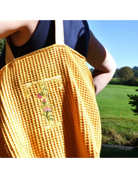 Personalisierte Waffel-Umhängetasche "Sonnengelb" | Mommy Bag