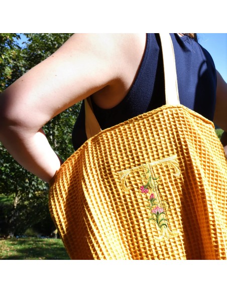 Personalisierte Waffel-Umhängetasche "Sonnengelb" | Mommy Bag - Stoffstruktur und Material