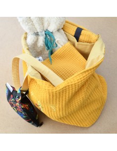 Personalisierte Waffel-Umhängetasche "Sonnengelb" | Mommy Bag 2