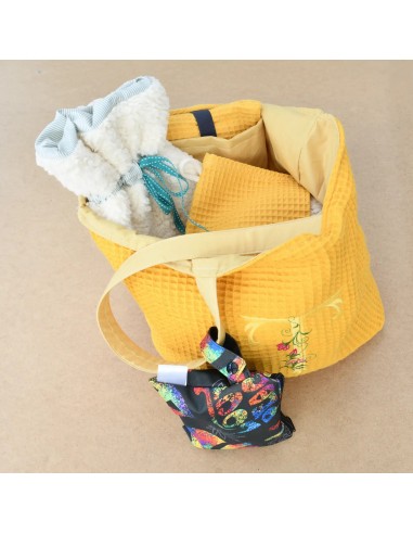 Personalisierte Waffel-Umhängetasche "Sonnengelb" | Mommy Bag - Handgemacht in Bayern