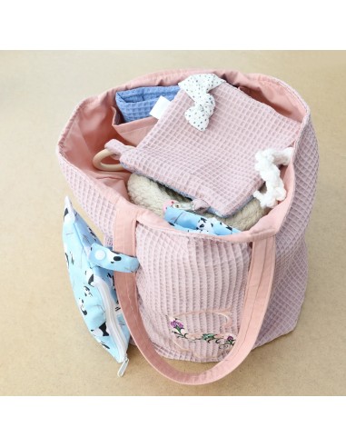 Personalisierte Waffel-Umhängetasche "Altrosa" | Mommy Bag - Weitere Perspektive