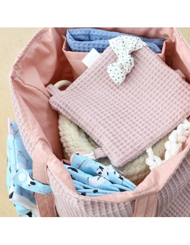 Personalisierte Waffel-Umhängetasche "Altrosa" | Mommy Bag - Handgemacht in Bayern