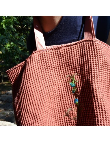 Personalisierte Waffel-Umhängetasche "Ziegelrot" | Mommy Bag - Detailansicht