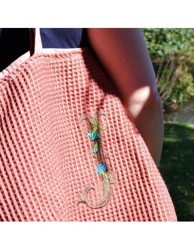 Personalisierte Waffel-Umhängetasche "Ziegelrot" | Mommy Bag - Rückansicht