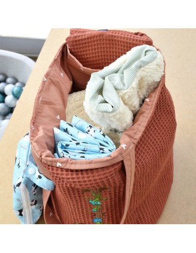 Personalisierte Waffel-Umhängetasche "Ziegelrot" | Mommy Bag - Handgemacht in Bayern