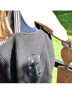 Personalisierte Waffel-Umhängetasche "Schwarz" | Mommy Bag