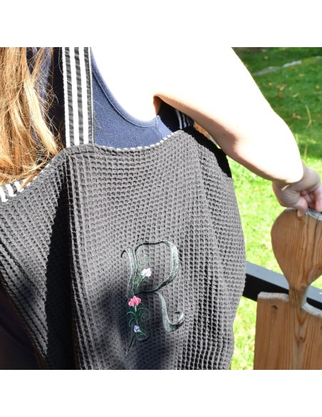 Personalisierte Waffel-Umhängetasche "Schwarz" | Mommy Bag