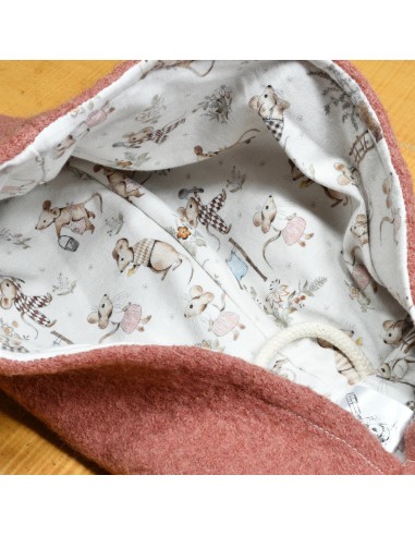 Wollwalk Overall "Mäuseliebe" (Altrosa) mit niedlichem Baumwollfutter - Farbwirkung