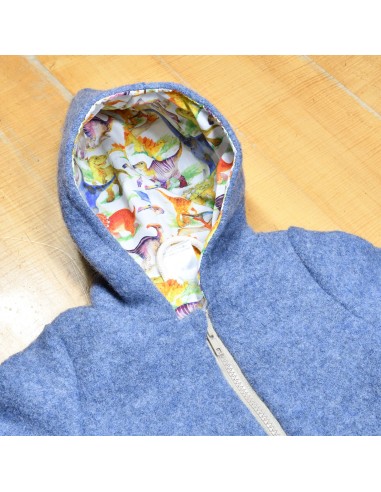 Wollwalk Overall "Dino-Abenteuer" (Blau) mit hübschem Baumwollfutter - Verarbeitung im Detail