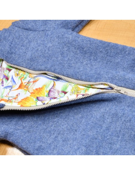 Wollwalk Overall "Dino-Abenteuer" (Blau) mit hübschem Baumwollfutter - Praktisch im Alltag
