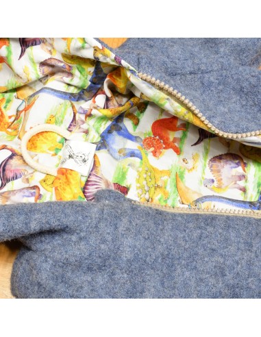 Wollwalk Overall "Dino-Abenteuer" (Blau) mit hübschem Baumwollfutter - Handgemacht in Bayern