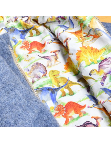 Wollwalk Overall "Dino-Abenteuer" (Blau) mit hübschem Baumwollfutter - Seitenansicht