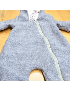 Wollwalk Overall "Gute Nacht" (Grau) mit süßen Baumwollfutter 2