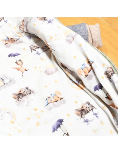 Wollwalk Overall "Gute Nacht" (Grau) mit süßen Baumwollfutter - Praktisch im Alltag