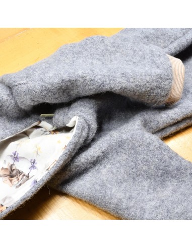 Wollwalk Overall "Gute Nacht" (Grau) mit süßen Baumwollfutter - Handgemacht in Bayern