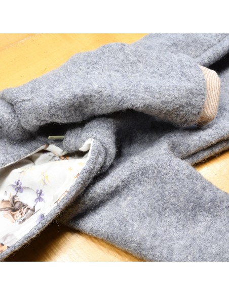 Wollwalk Overall "Gute Nacht" (Grau) mit süßen Baumwollfutter - Handgemacht in Bayern