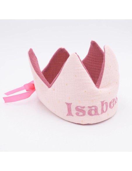 Geburtstagskrone "Schmetterling" (Rosa) | personalisierbar mit Namen - Verarbeitung im Detail