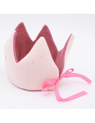 Geburtstagskrone "Schmetterling" (Rosa) | personalisierbar mit Namen - Stoffstruktur und Material