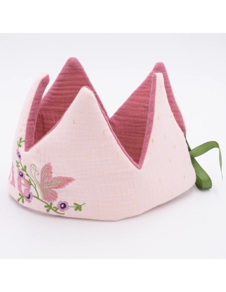 Geburtstagskrone "Schmetterling" (Rosa) | personalisierbar mit Namen - Seitenansicht