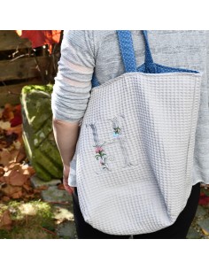Personalisierte Waffel-Umhängetasche "Grau" | Mommy Bag