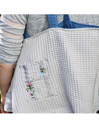 Personalisierte Waffel-Umhängetasche "Grau" | Mommy Bag - Detailansicht