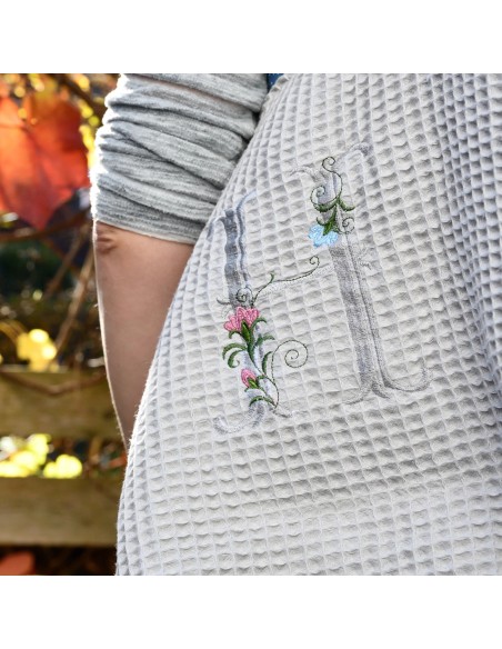 Personalisierte Waffel-Umhängetasche "Grau" | Mommy Bag - Stoffstruktur und Material