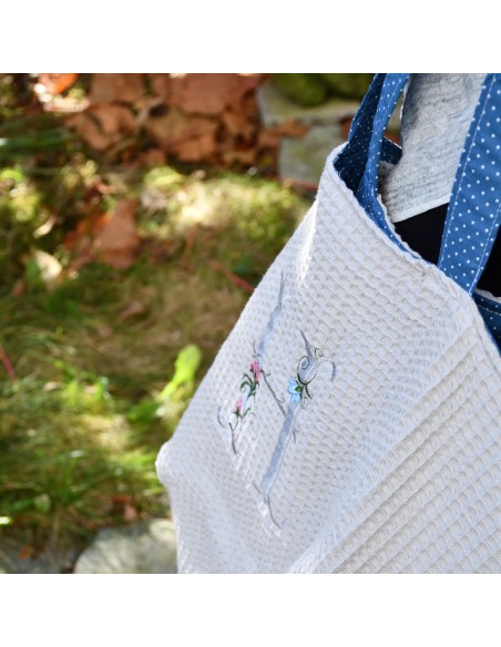 Personalisierte Waffel-Umhängetasche "Grau" | Mommy Bag - Seitenansicht
