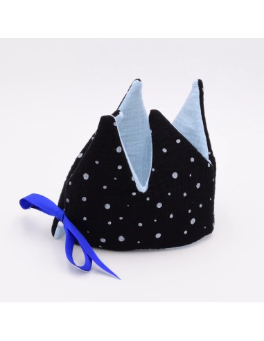 Geburtstagskrone "Kleiner Held" (Schwarz-Babyblau) | personalisierbar - Stoffstruktur und Material