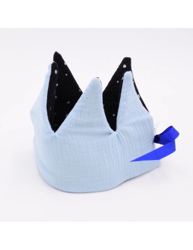 Geburtstagskrone "Kleiner Held" (Schwarz-Babyblau) | personalisierbar - Qualitätsmerkmal