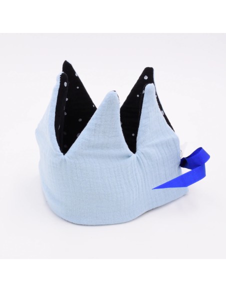 Geburtstagskrone "Kleiner Held" (Schwarz-Babyblau) | personalisierbar - Qualitätsmerkmal