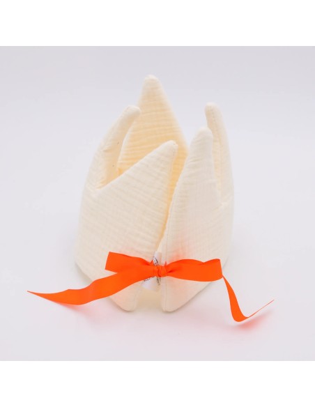 Geburtstagskrone "Buntes Glück" (Creme) | personalisierbar - Stoffstruktur und Material