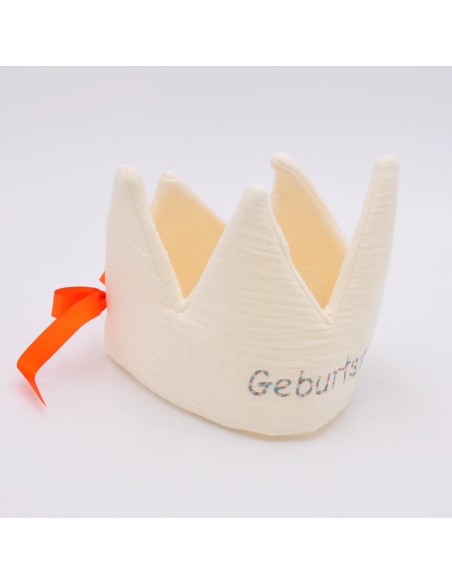 Geburtstagskrone "Buntes Glück" (Creme) | personalisierbar - Praktisch im Alltag