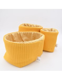 Utensilo "Sonnenschein" (Gelb) | Körbchen aus Waffelpique | 3 Größen