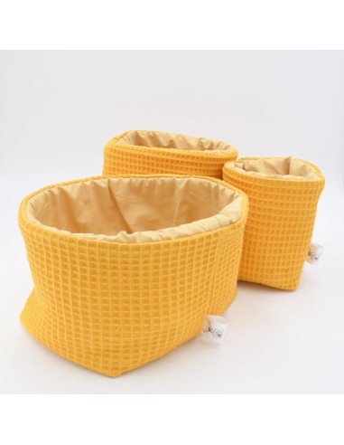 Utensilo "Sonnenschein" (Gelb) | Körbchen aus Waffelpique | 3 Größen
