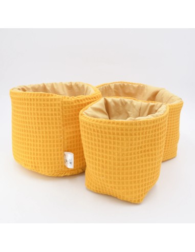 Utensilo "Sonnenschein" (Gelb) | Körbchen aus Waffelpique | 3 Größen - Detailansicht