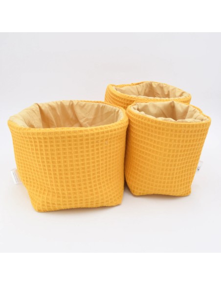 Utensilo "Sonnenschein" (Gelb) | Körbchen aus Waffelpique | 3 Größen - Stoffstruktur und Material