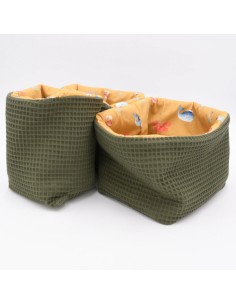 Utensilo "Kleiner Matrose" (Grün-Senfgelb) | Körbchen aus Waffelpique | 3 Größen 2