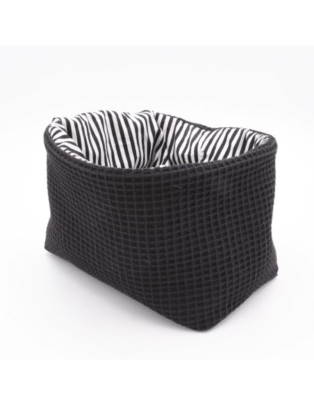 Utensilo "Klassik" (Schwarz-Gestreift) | Körbchen aus Waffelpique | 3 Größen - Stoffstruktur und Material