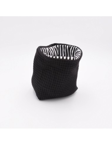Utensilo "Klassik" (Schwarz-Gestreift) | Körbchen aus Waffelpique | 3 Größen - Qualitätsmerkmal