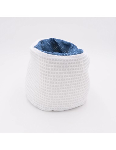 Utensilo "Frischluft" (Weiß-Blau Gepunktet) | Körbchen aus Waffelpique | 3 Größen - Weitere Perspektive