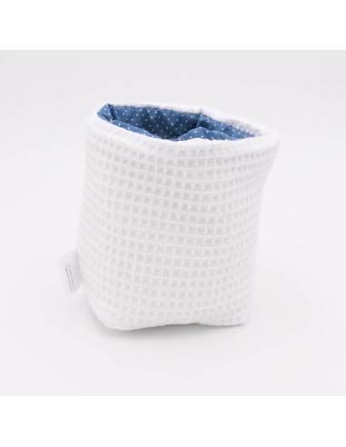 Utensilo "Frischluft" (Weiß-Blau Gepunktet) | Körbchen aus Waffelpique | 3 Größen - Qualitätsmerkmal