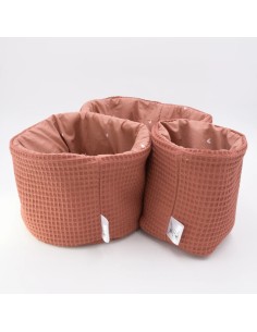 Utensilo "Herzenswärme" (Ziegelrot) | Körbchen aus Waffelpique | 3 Größen