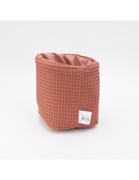 Utensilo "Herzenswärme" (Ziegelrot) | Körbchen aus Waffelpique | 3 Größen - Design-Elemente