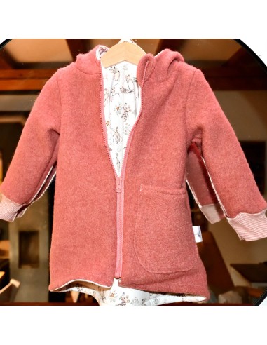 Walkjacke "Mäuseliebe" (Altrosa) mit niedlichem Futter - Rückansicht