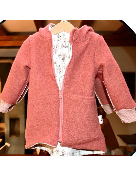Walkjacke "Mäuseliebe" (Altrosa) mit niedlichem Futter - Rückansicht