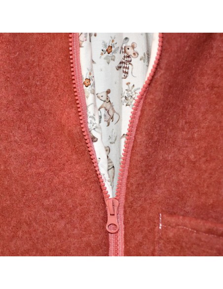 Walkjacke "Mäuseliebe" (Altrosa) mit niedlichem Futter - Praktisch im Alltag