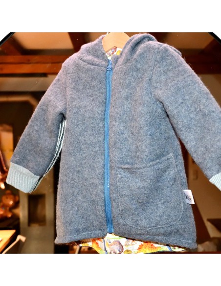 Walkjacke "Dino-Abenteuer" (Blau) mit hübschem Baumwollfutter - Stoffstruktur und Material